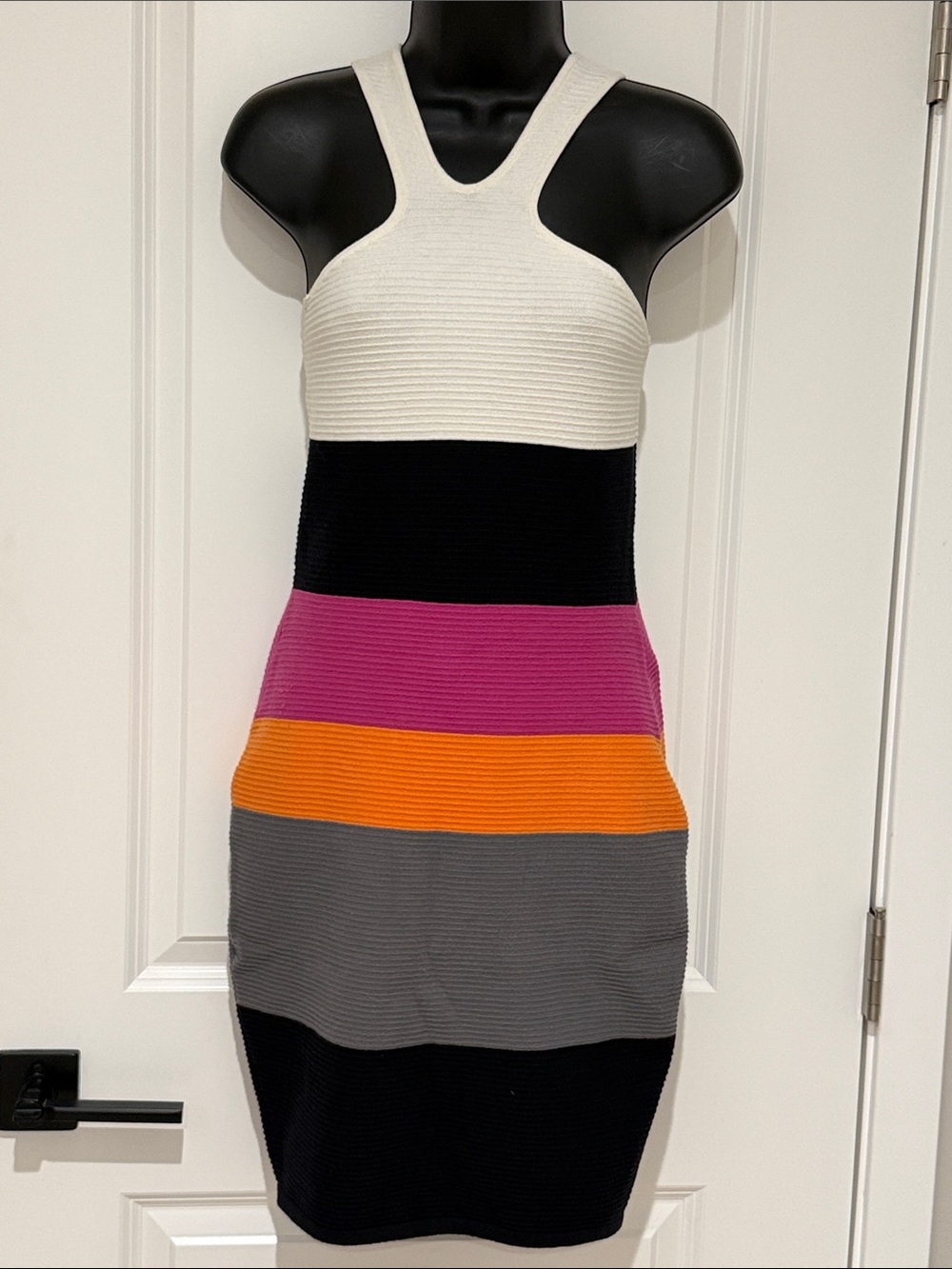 Trina Turk Striped Cross Halter Bandage Dress